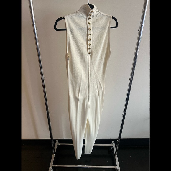 White CHANEL knit onesie romper bodysuit turtleneck sleeveless vintage not worn - Picture 3 of 12